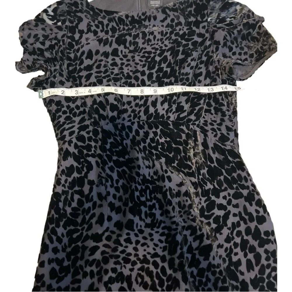 L’AGENCE Black Velvet Leopard Burnout Sheath Cocktail Dress Size 2 - Picture 7 of 9